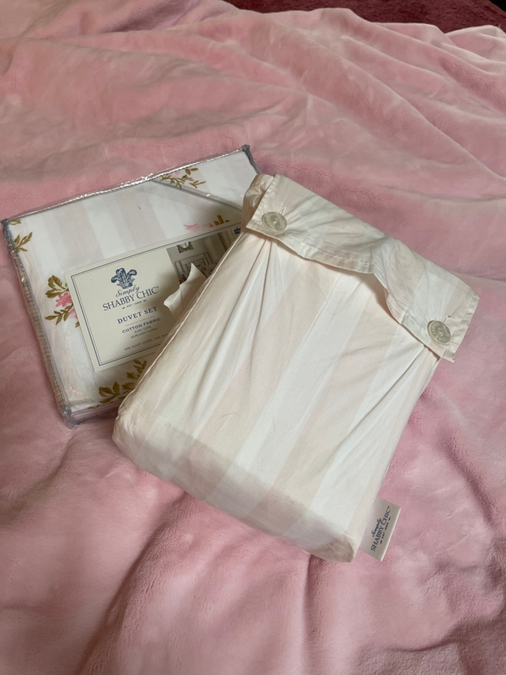 Simply, Shabby chic CABANA STRIPE  TWIN sheet set NWT‼️